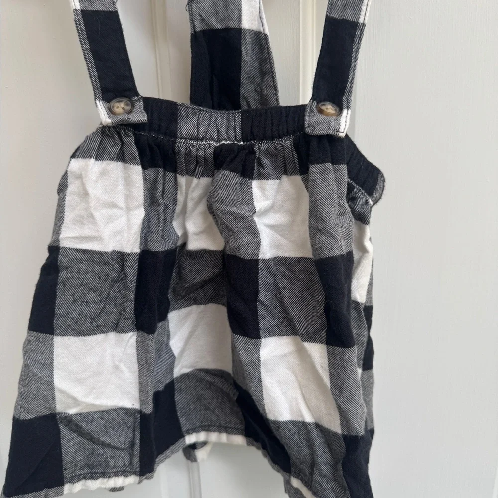 Carter's 2T Girls Black and White Checkered Plaid Overalls Dress
